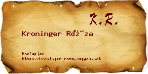 Kroninger Róza névjegykártya
